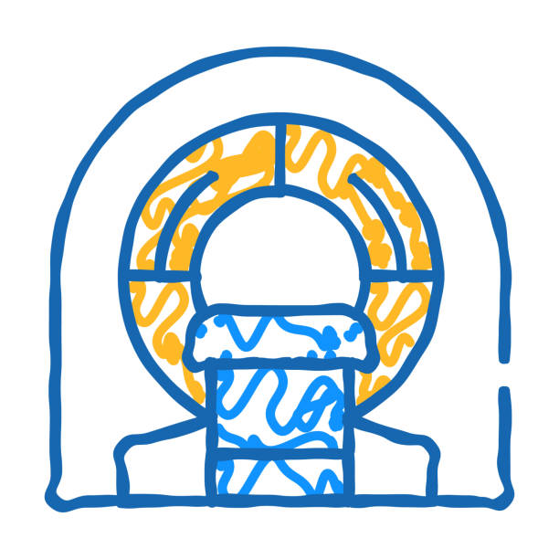 mri hospital equipment icon doodle illustration mri hospital equipment doodle icon sketch vector. mri hospital equipment sign. isolated symbol illustration fractured foot drawing stock illustrations
