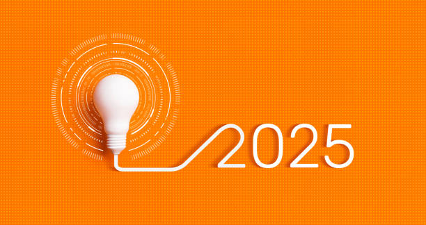 Lightbulb symbolizing innovation, leading to the year 2025, representing future ideas and progress. Perfect for themes related to innovation, business strategy Lightbulb symbolizing innovation, leading to the year 2025, representing future ideas and progress. Perfect for themes related to innovation, business strategy, or future planning. strategic themes stock pictures, royalty-free photos & images