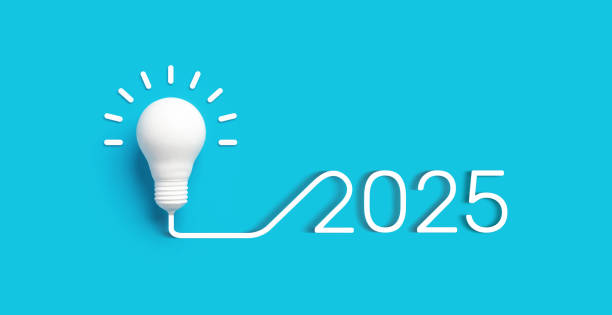 Lightbulb symbolizing innovation, leading to the year 2025, representing future ideas and progress. Perfect for themes related to innovation, business strategy Lightbulb symbolizing innovation, leading to the year 2025, representing future ideas and progress. Perfect for themes related to innovation, business strategy, or future planning. strategic themes stock pictures, royalty-free photos & images