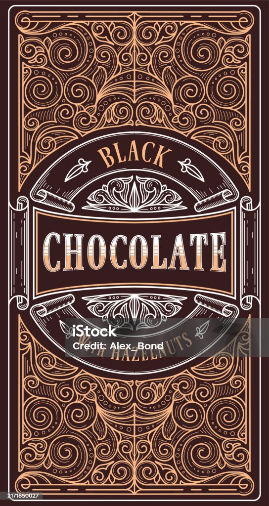Chocolate Front Label Black Chocolate Vintage Decorative Ornate Label Design Stock ...