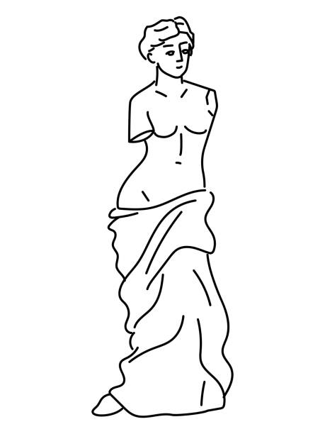 Hand drawn illustration of a statue like the Venus