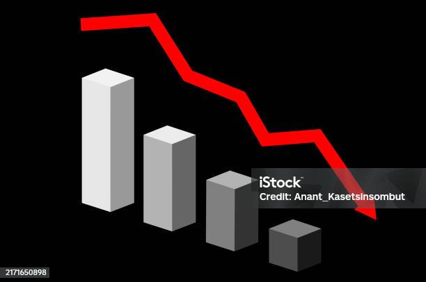 Isometric Diagram Chart Bars Vector Illustration With Red Arrow Graph ...