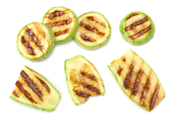 istock grilled sliced zucchini isolated on white background. clipping path 2171653958