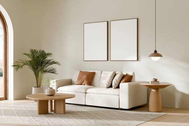 istock Modern living room with elegant neutral color palette. 3d render. 2171659165