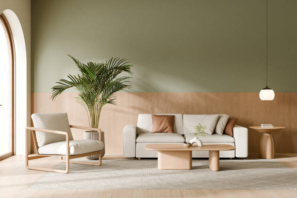 istock Contemporary living room with minimalist design elements. 3d render. 2171659186