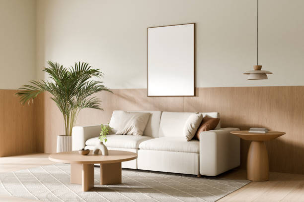 istock Modern living room with minimalistic decor theme. 3d render. 2171659187