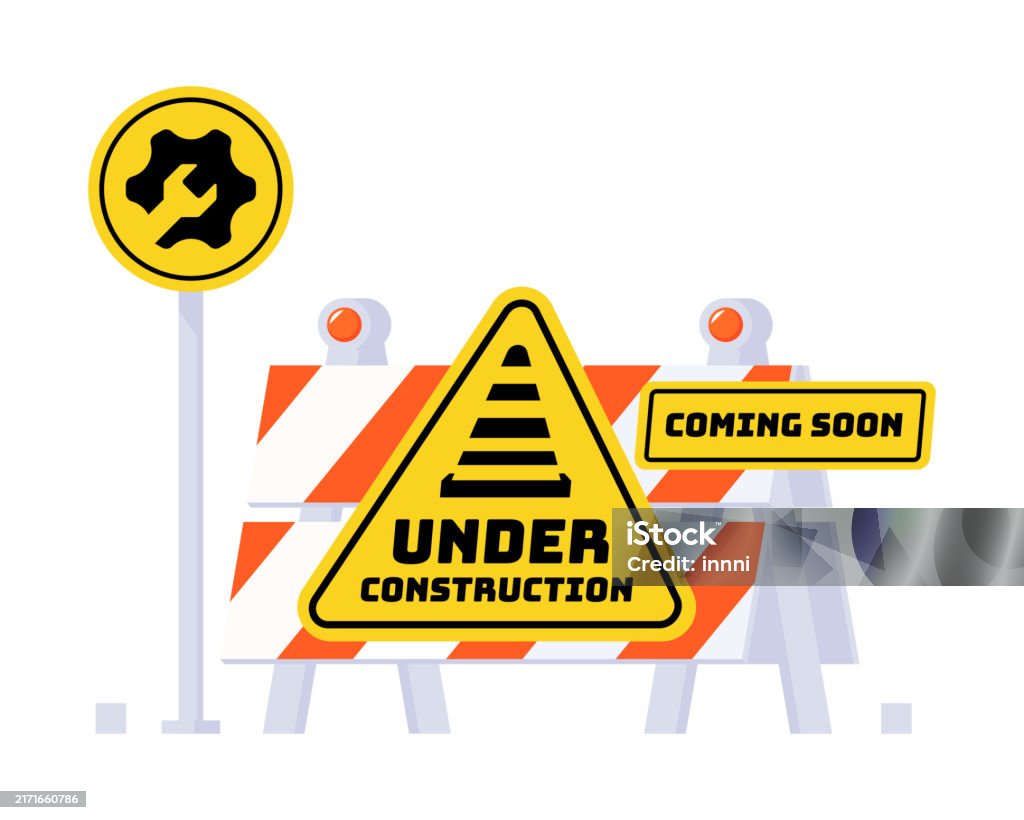 Stop Construction Sign Under Construction Stop Barrier Clipart Illustration Yellow ...