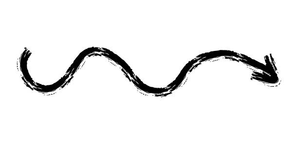 istock Hand drawn simple arrow drawn with wax crayon, chalk or charcoal. Uneven dry texture for underlining highlighting. Pencil drawn lines, strikethrough, grungy vector isolated on white 2171679471