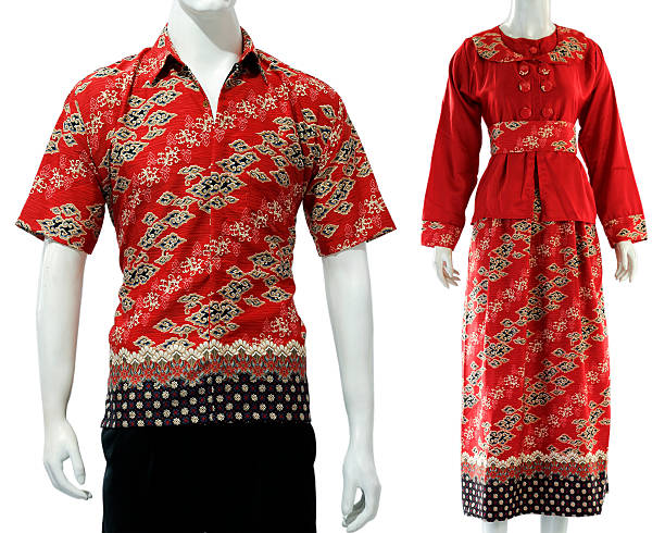 istock Couple batik red shirts for attending formal event invitations 2171681638