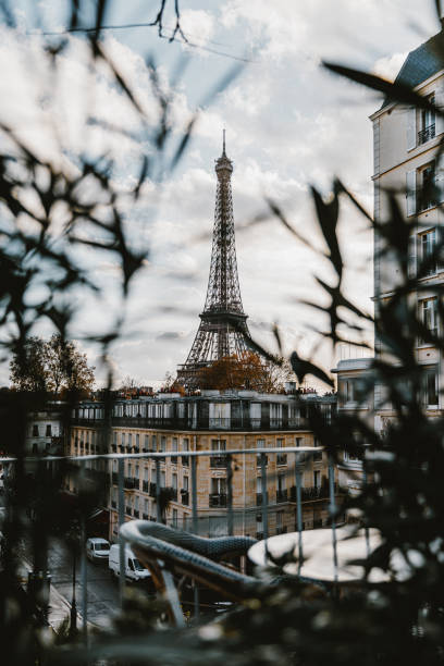 istock The Eiffel Tower seen from terrace in Paris, cloudy sky 2171681955