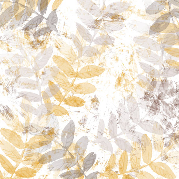 istock Yellow-gray background with autumn leaves. Autumn background with leaves, watercolor pattern 2171685580