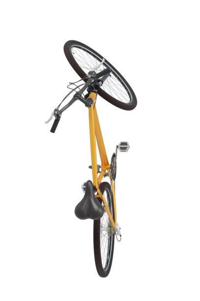 istock Orange bicycle standing on kickstand, top view isolated on white background, 3D illustration 2171692796