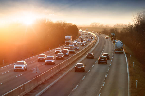 istock Traffic on the move at sunset, Transportation in highway 2171694391