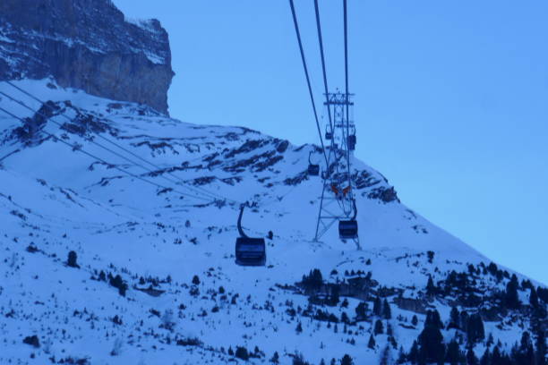 Lift in the Three Peaks (Drei Zinnen) ski resort in the UNESCO World Heritage site Dolomites in Italy.