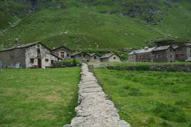 An old village with stone houses in Val Chiavenna