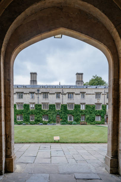 istock Seeing a plant covered building through a arched doorway 2171698281