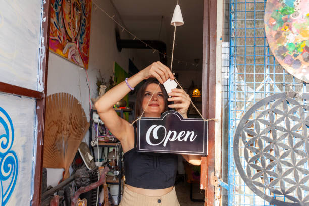 istock Ceramicist open sign on the door 2171702104