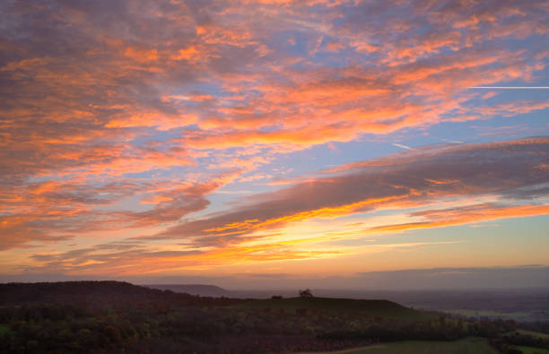 A spectacular sunset in the Chiltern Hills, as seen from Coombe Hill.