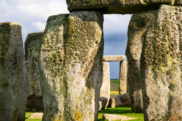 Some of the ancient stones that make up Stonehenge in Wiltshire, UK.