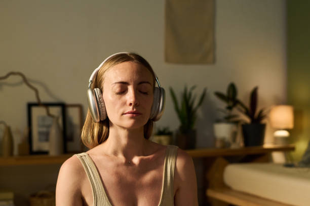 Enjoying relaxation music in headphones