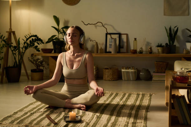 istock Calm woman concentrating on her feelings 2171707146