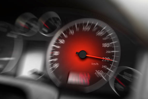 istock High speed on a car speedometer and motion blur. 2171717198