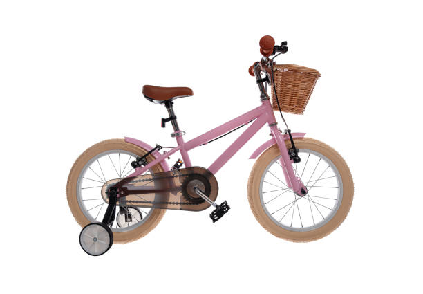 istock Children's pink bicycle isolated on a white. 2171717871