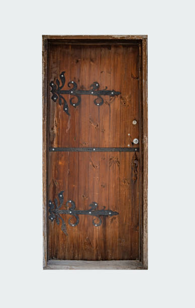 istock Antique wooden door isolated. 2171718166