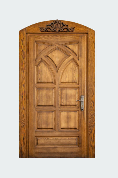 istock Antique wooden door isolated. 2171718177