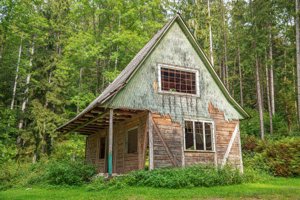 An eerie abandoned house collapsing with time.