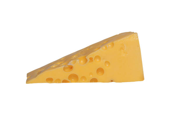 Piece of cheese isolated on white background.