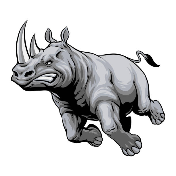 istock Hand Drawn Vintage Illustration of Angry African Rhino 2171719316