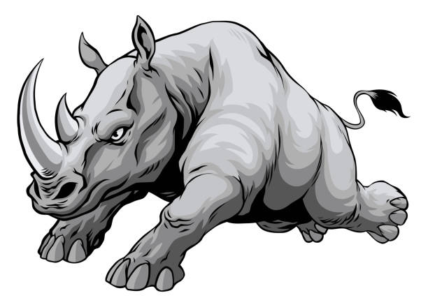 istock Vintage Illustration of African Rhino Jumping 2171719555
