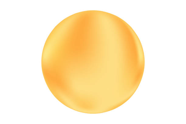 istock Cute 3d gold circle glowing shape with gradient texture, aesthetic yellow oil bubble, isolated transparent background, for websites, cosmetics presentations, logo, identity, flyers, posters. 2171721600