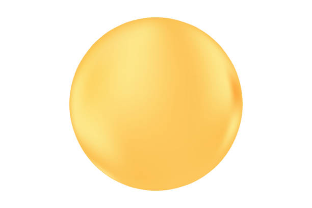 istock Cute 3d gold circle glowing shape with gradient texture, aesthetic yellow oil bubble, isolated transparent background, for websites, cosmetics presentations, logo, identity, flyers, posters. 2171721624