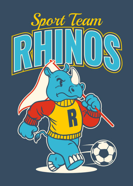Vector of Rhino Sport Mascot Shirt Design in Vintage Style