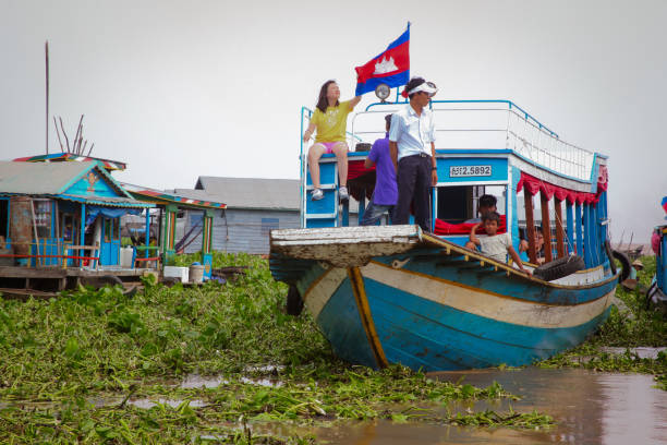 Asian wanderlust lifestyle chilling on woonder boat enjoy sunrise Sunrise at Talay Noi Phattalung