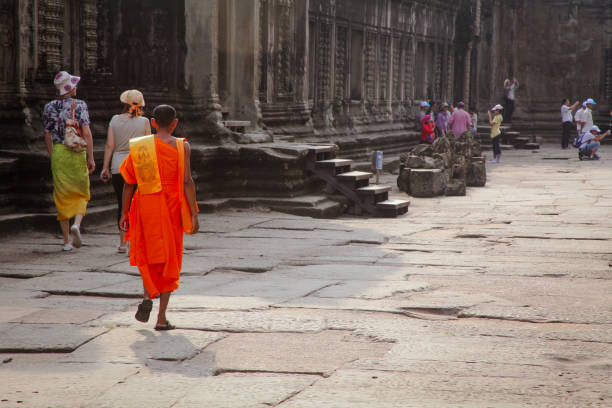 3 monks in Siem Reap, Cambodia