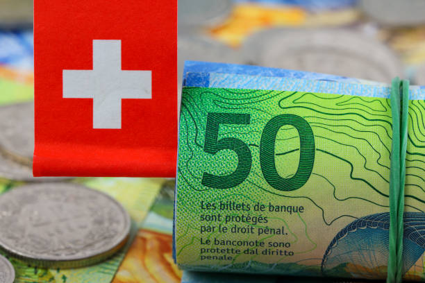 istock Rolled Swiss franc banknotes with Swiss flag attached 2171731756