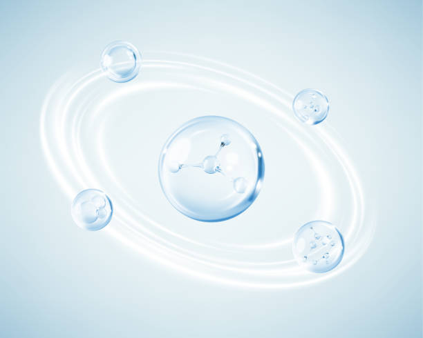 istock Transparent liquid collagen bubbles with molecules inside. Collagen skin serum. Cosmetic essence. Concept skin care cosmetics solution 2171732888