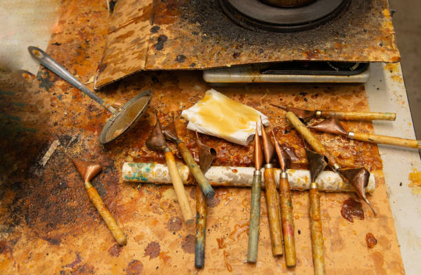 istock Artistic arrangement Malaysian hand batik equipment and tools 2171734430