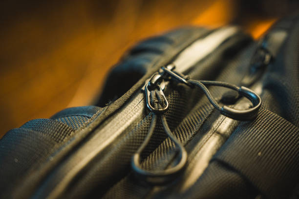 istock Dual zips on the top of a black backpack. 2171745324