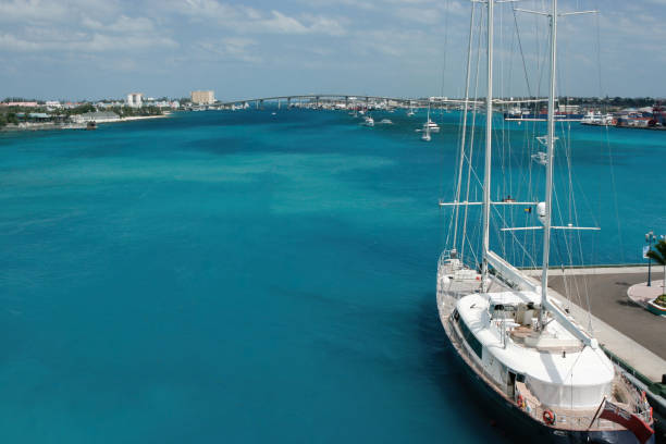 Nassau, Bahamas - April 15, 2008: a view from the Nassau Cruise Port, looking toward Paraside Island and the Atlantis Bridge