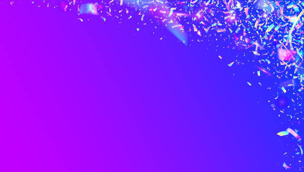 istock Neon Background. Foil Concept. Carnaval Confetti. Pink Light Glitter. Digital Flag. Celebrate Effect. Art Holographic Serpentine. Falling Tinsel. Purple Neon Background 2171763476