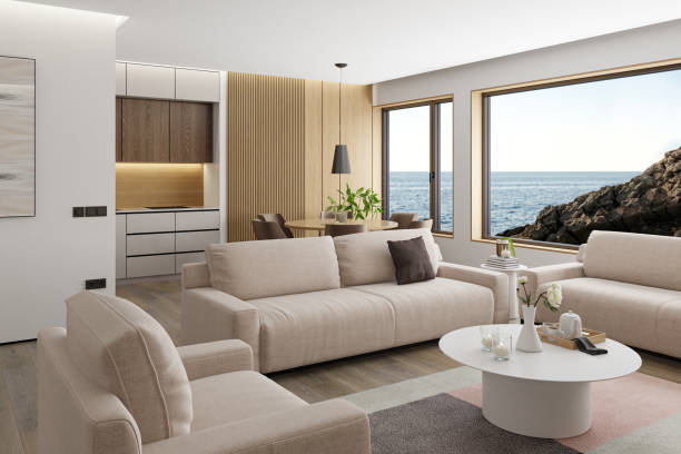 istock Bright Modern Scandinavian Interior with White and Pine Wood Elements 2171778146