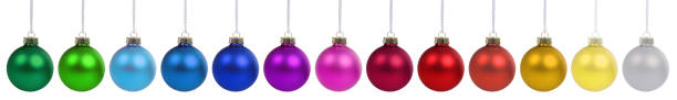 istock Christmas balls decoration colorful in a row isolated on white 2171784155