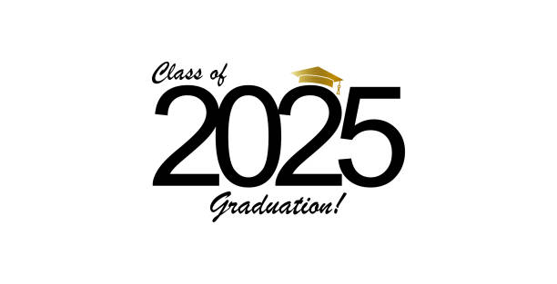 Graduate class template logo with diploma, laurel wreath and graduation cap. Vector on transparent background