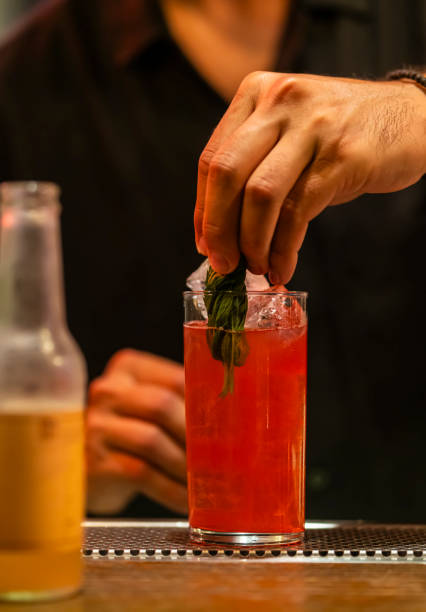 istock Close up of bartender hands preparing a  non alcocholic cocktails 2171788113