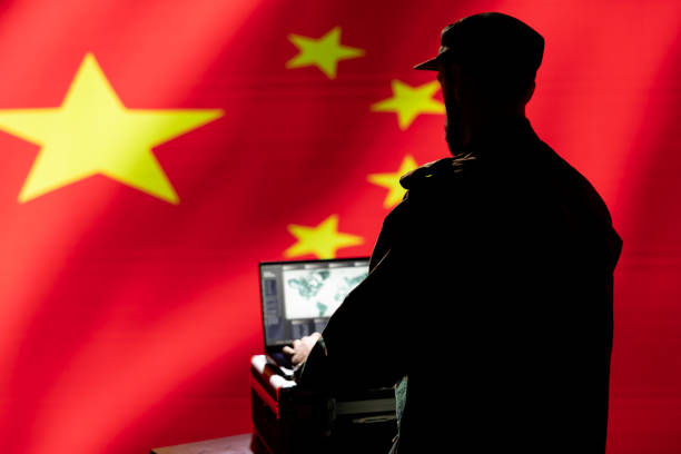 istock Chinese army specialist conducts tactical reconnaissance, utilizing software 2171791344