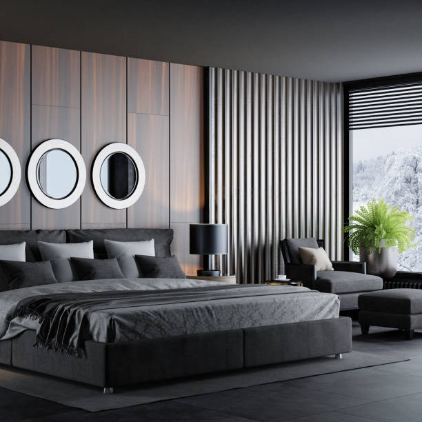 istock Black Luxury modern retro-style master bedroom 2171792949